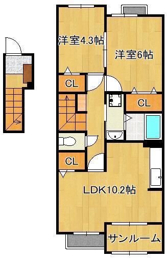 グランツIII(2LDK/2階)の間取り写真