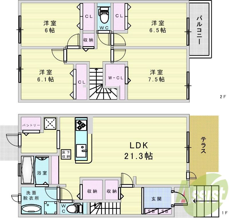ベルコリーヌ(4LDK/1階)の間取り写真