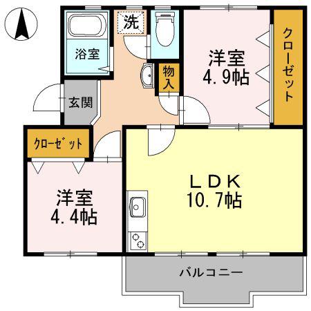 ロイヤルマンション1号棟(2LDK/4階)の間取り写真