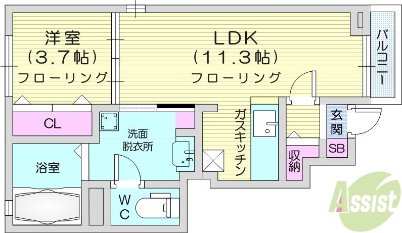 アニメートⅡ(1LDK/1階)の間取り写真