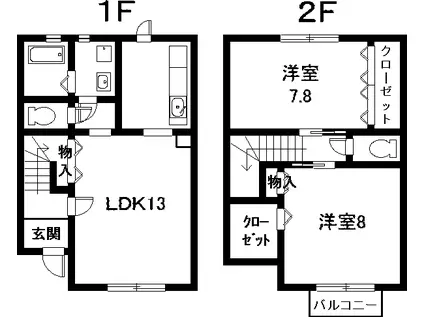 ヴェル・ドミール(2LDK/1階)の間取り写真