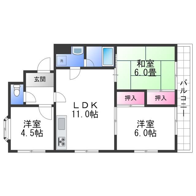 セントリビエール(3LDK/4階)の間取り写真