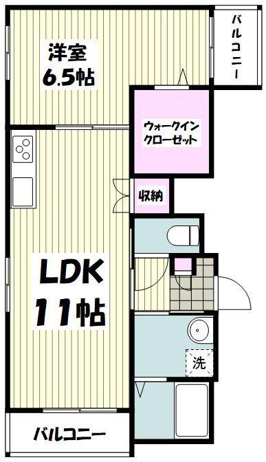 ミヨ グランデ(1LDK/5階)の間取り写真
