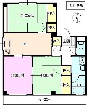 メゾン・岩渕B棟(3DK/2階)の間取り写真