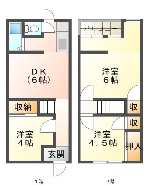 王居殿2丁目 アパート(3DK/1階)の間取り写真