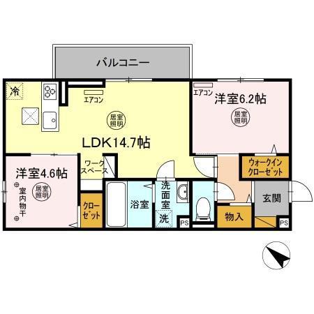 リゾナーレアクア(2LDK/2階)の間取り写真