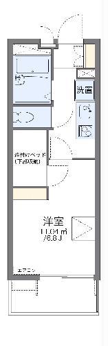 レオパレスグリーンプラザ湘南(1K/3階)の間取り写真