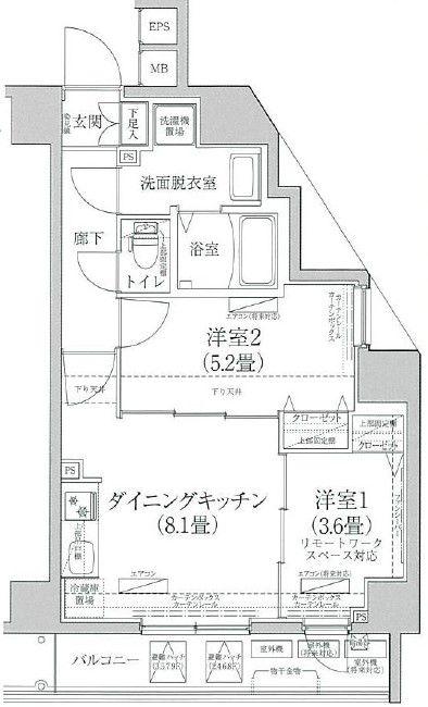 アイル プレミアム東京押上ノース(2DK/3階)の間取り写真