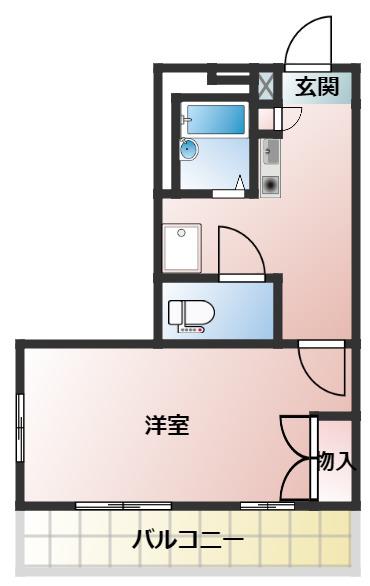クレインヒルなぎさ(1K/2階)の間取り写真