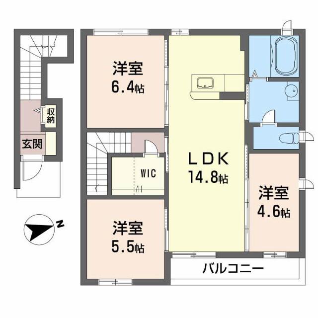 ＪＲ和歌山線 岩出駅 徒歩10分 2階建 築17年(3LDK/2階)の間取り写真