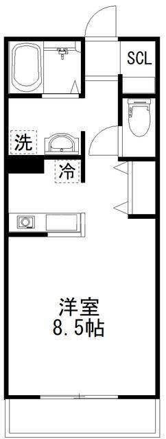LA SUACASA D(ワンルーム/1階)の間取り写真