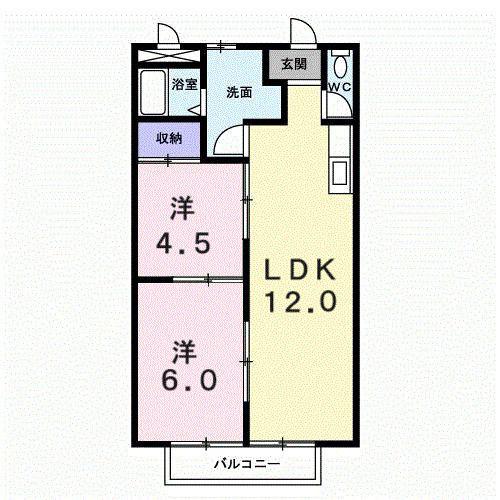 サンホーム(2LDK/1階)の間取り写真