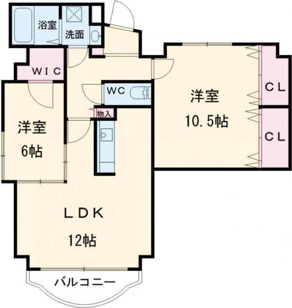 フラワーとんずい(2LDK/3階)の間取り写真
