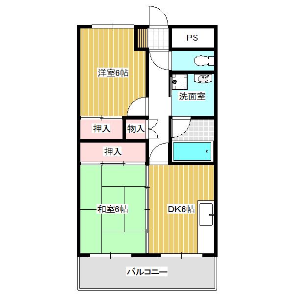 アーテム大橋I(2DK/12階)の間取り写真