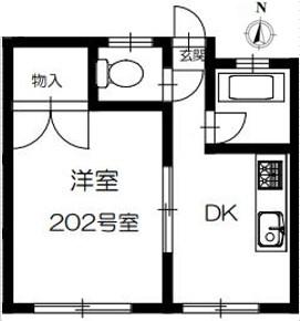 ホームライク22(1DK/2階)の間取り写真
