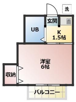サンライズ湊(1K/1階)の間取り写真