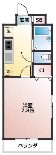 ウィング21(1K/4階)の間取り写真