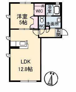 シャーメゾン ツインズ A棟(1LDK/1階)の間取り写真