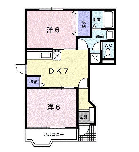 ノースヴィラ(2DK/1階)の間取り写真