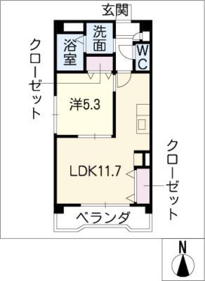 ミーティア(1LDK/3階)の間取り写真