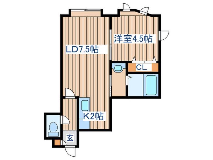 LEE SPACE 北40条(1LDK/3階)の間取り写真