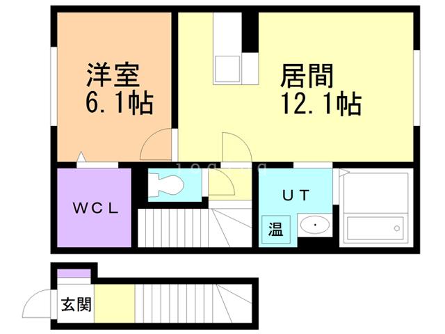 ヤードアイリー B(1LDK/2階)の間取り写真