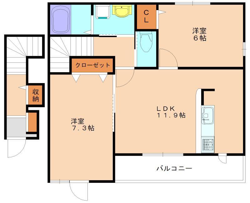 グランそれいゆ(2LDK/2階)の間取り写真