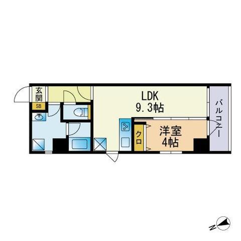 SCENA箱崎駅前(1LDK/5階)の間取り写真