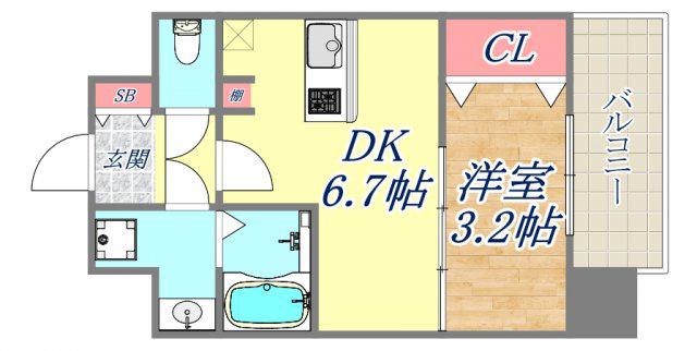 ソアシンナガタ(1DK/2階)の間取り写真