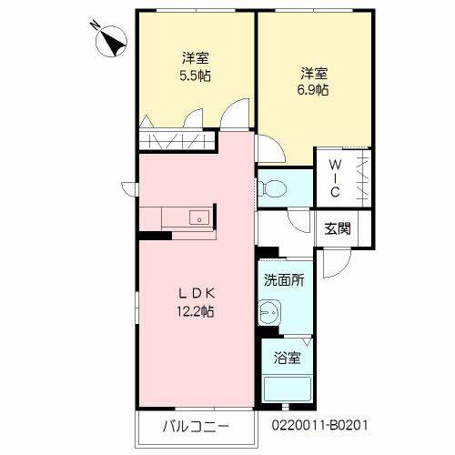 セイボヌール B棟(2LDK/2階)の間取り写真