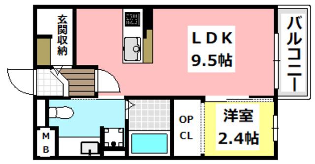 マ-ヴェラス コート(1LDK/2階)の間取り写真