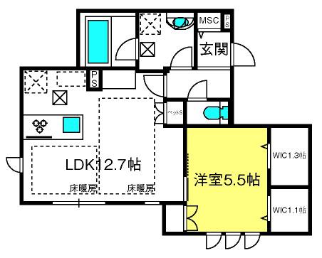 メゾン・エトワール(1LDK/1階)の間取り写真