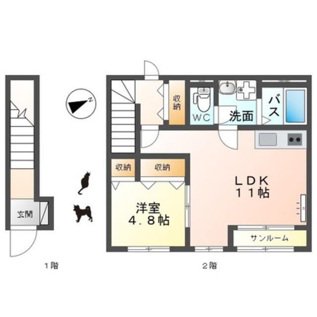 グリーンアーク(1LDK/2階)の間取り写真
