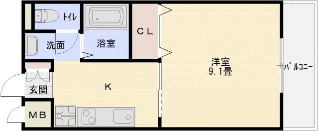 レナードユー(1K/4階)の間取り写真