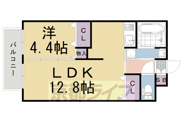 ティアレ長岡京(1LDK/4階)の間取り写真