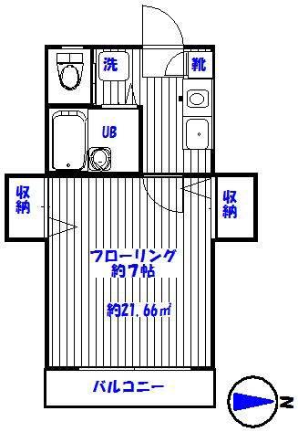 ファミール前野(1K/2階)の間取り写真
