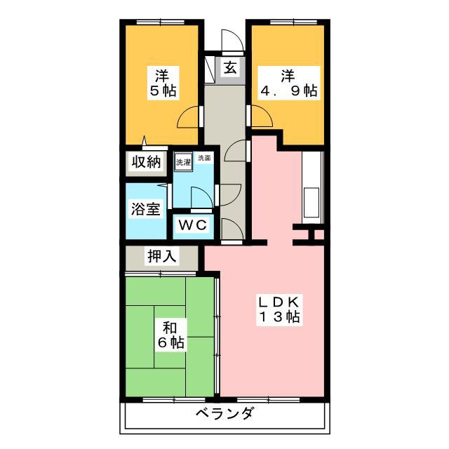 シャルム春日部(3LDK/1階)の間取り写真