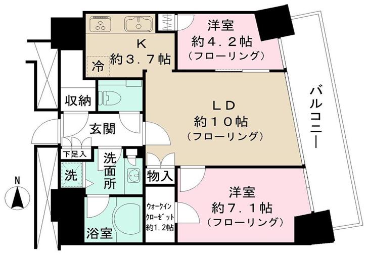M.M.タワーズフォレシスR棟B(2LDK/6階)の間取り写真