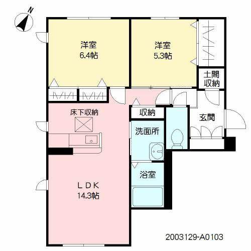 NADYA上富野(2LDK/1階)の間取り写真