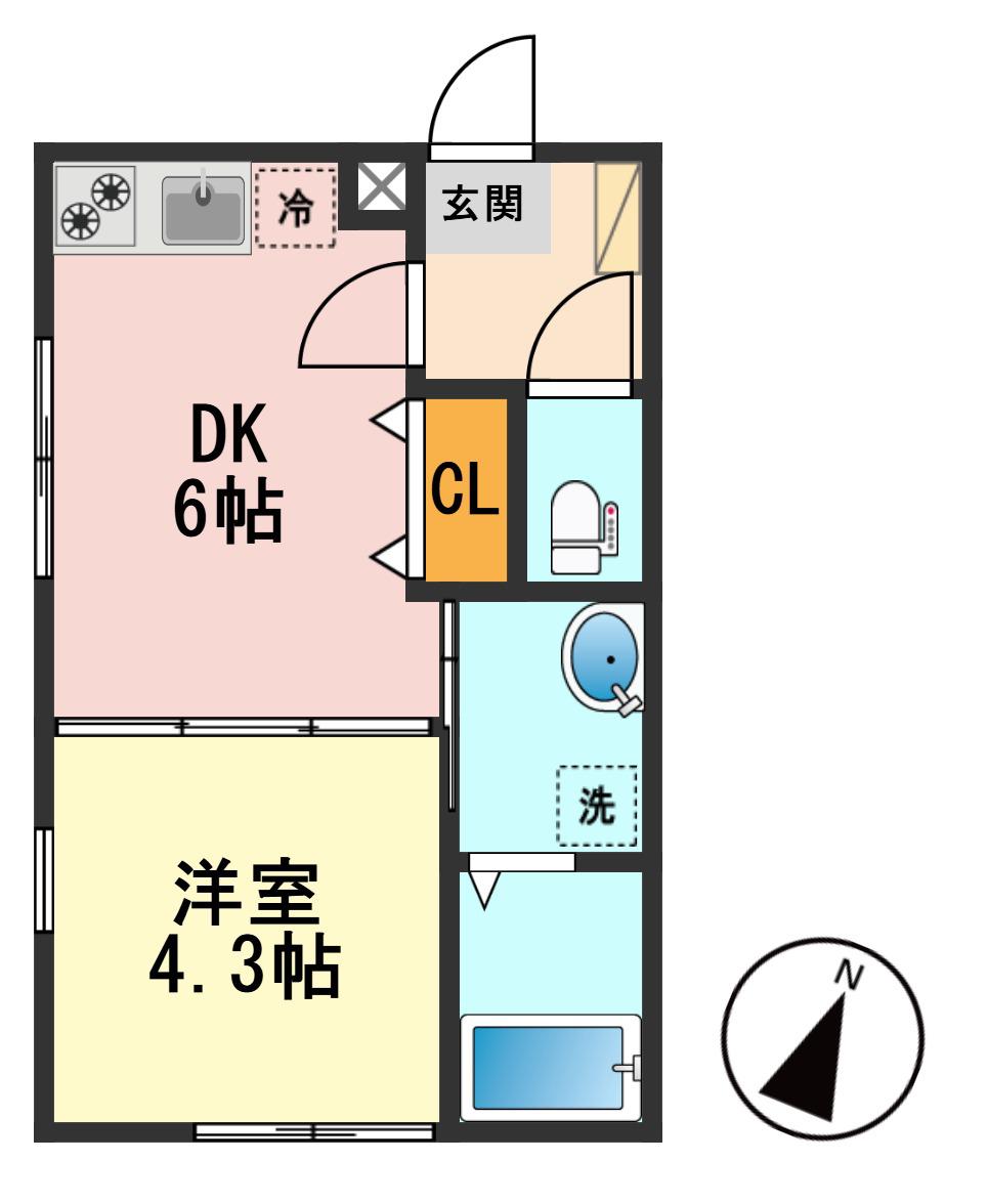 ハーモニーテラス南小岩XI(1DK/2階)の間取り写真