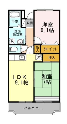 アンビシオン函南(2LDK/3階)の間取り写真