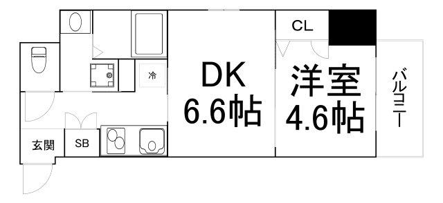 エスリード靱公園(2K/11階)の間取り写真