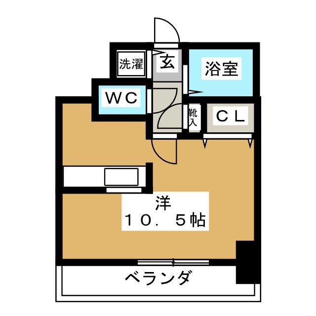 レニエ・ラ・ヴェルトゥ(ワンルーム/6階)の間取り写真