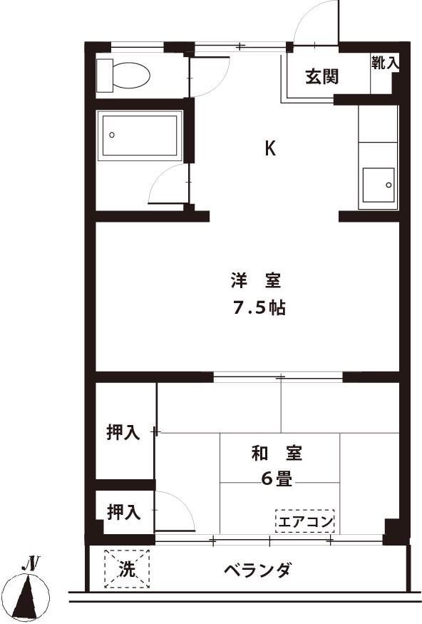 内山第三ビル(1LDK/4階)の間取り写真