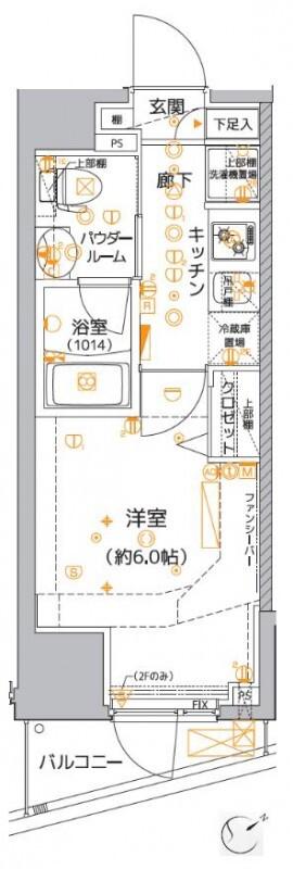 クレイシア品川東大井(1K/11階)の間取り写真