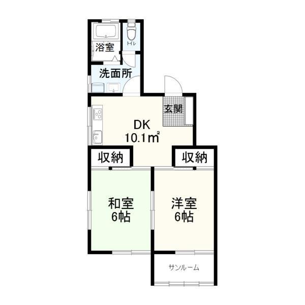サンコーポ十和田(2DK/1階)の間取り写真