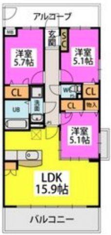 プレジデント正弥GOLD(3LDK/1階)の間取り写真