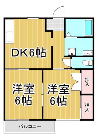 ロアール松ヶ丘(2DK/2階)の間取り写真