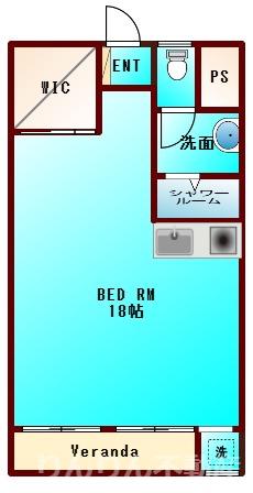 山本マンション(ワンルーム/2階)の間取り写真