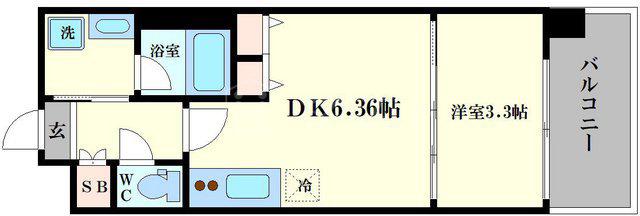 アーバネックス西長堀(1DK/7階)の間取り写真